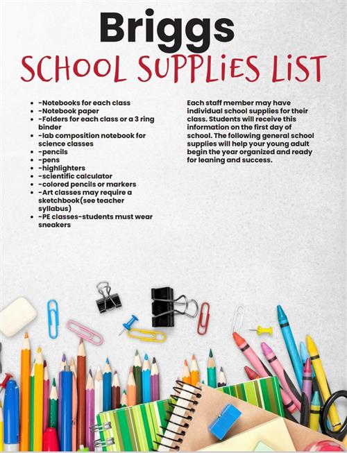 school supply list